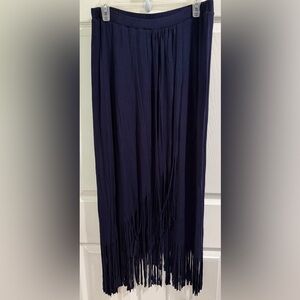 Spense Navy Maxi Skirt with Fringe Cowgirl Rodeo Heritage Yellowstone Ranch
